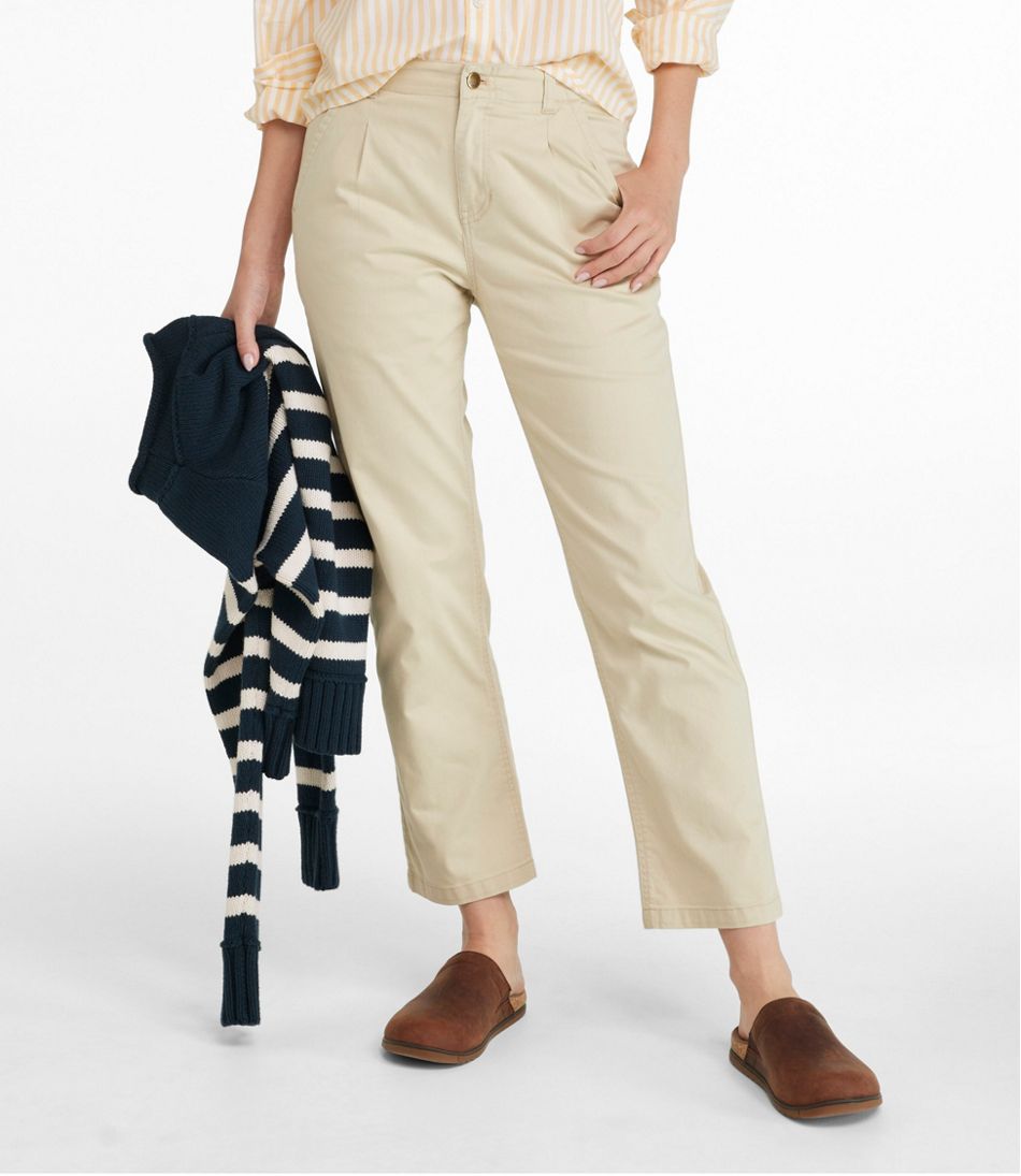 L.L.Bean New | Women's Signature Easy-Cotton Pleated Chinos, Ankle