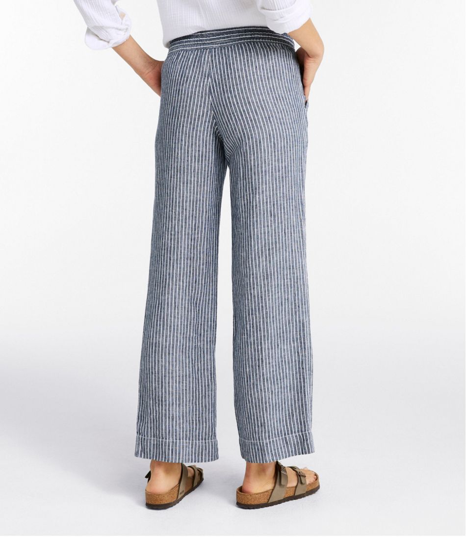 L.L.Bean Discount | Women's Premium Washable Linen Pull-On Pants, Stripe