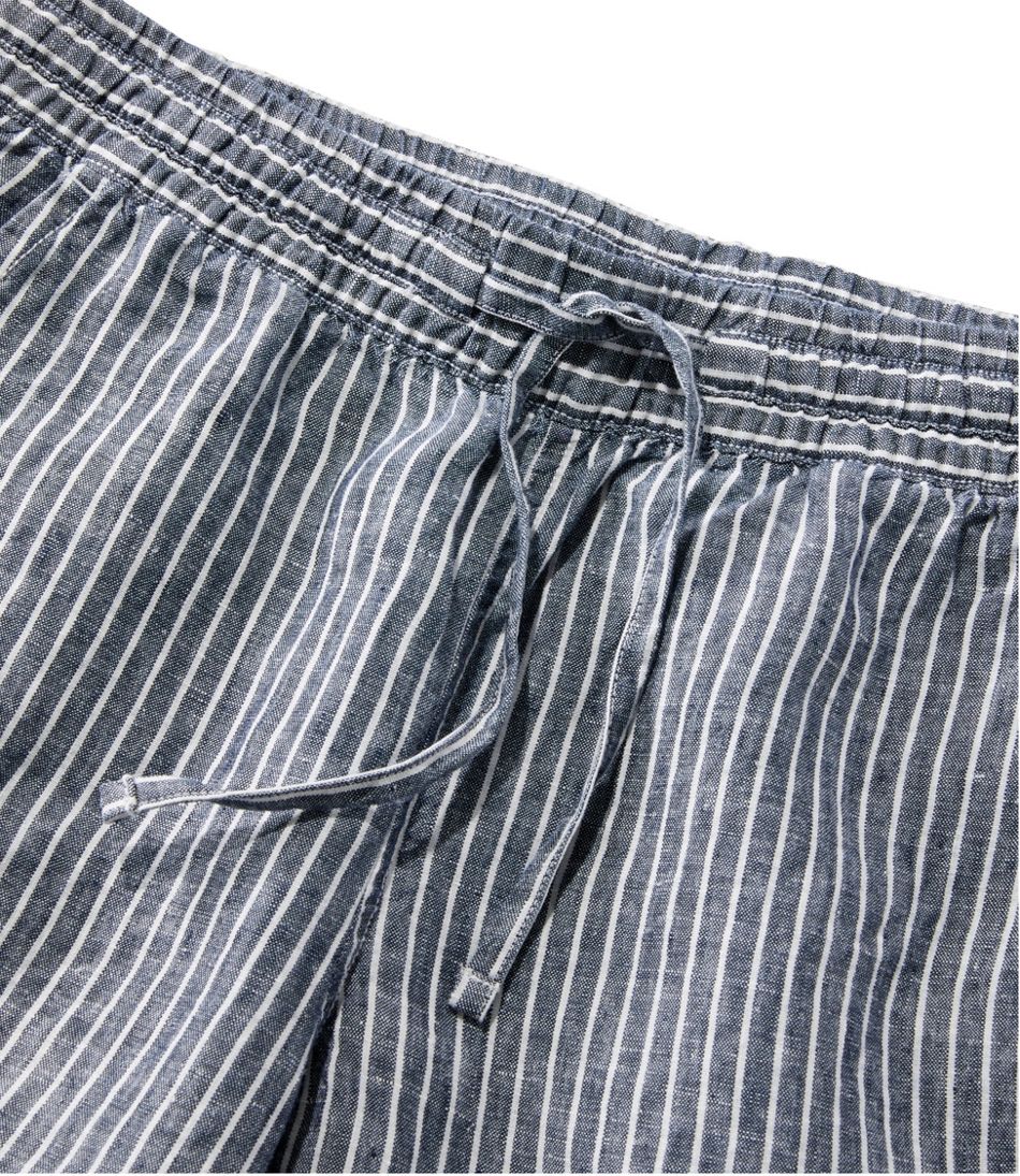 L.L.Bean For Sale | Women's Premium Linen Pull-On Ankle Pants, Mid-Rise Tapered-Leg Stripe