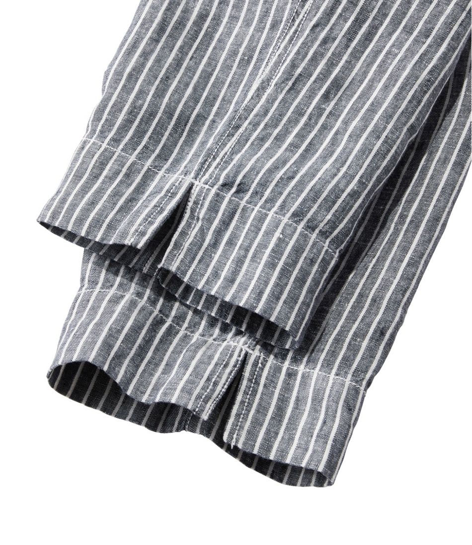 L.L.Bean For Sale | Women's Premium Linen Pull-On Ankle Pants, Mid-Rise Tapered-Leg Stripe