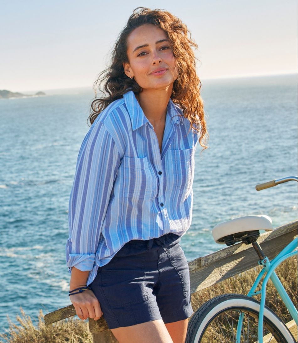 L.L.Bean Online | Women's Premium Washable Linen Shorts, Mid-Rise 6"