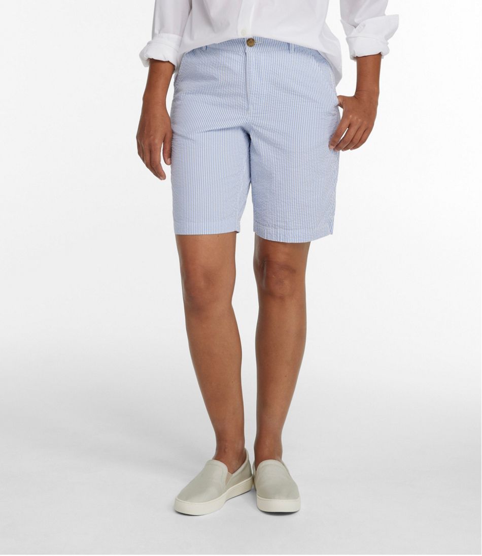 L.L.Bean US | Women's Comfort Stretch Shorts, Seersucker Bermudas 9"