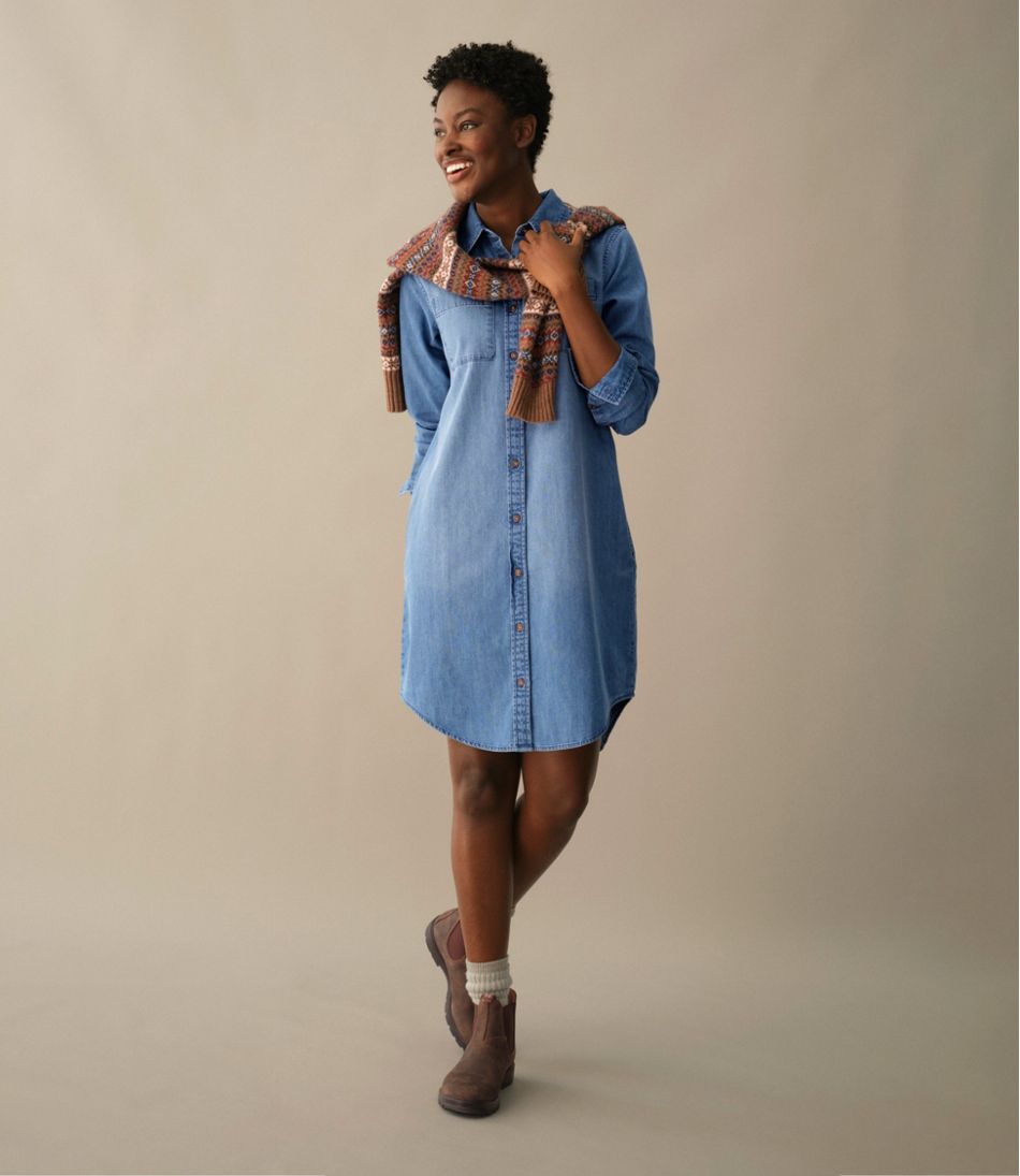 L.L.Bean Online | Women's L.L. Bean Heritage Washed Denim Shirt Dress