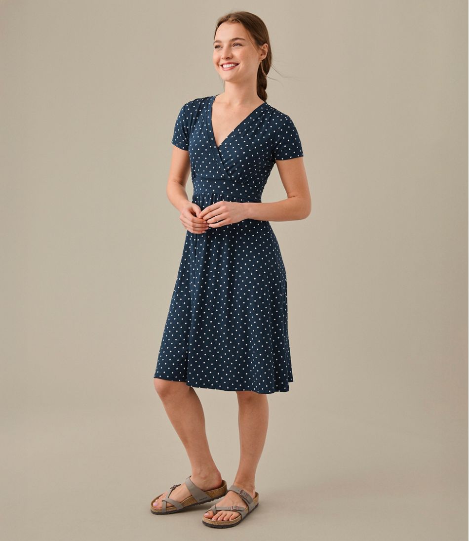 L.L.Bean On Sale | Women's Summer Knit Dress, Short-Sleeve Print