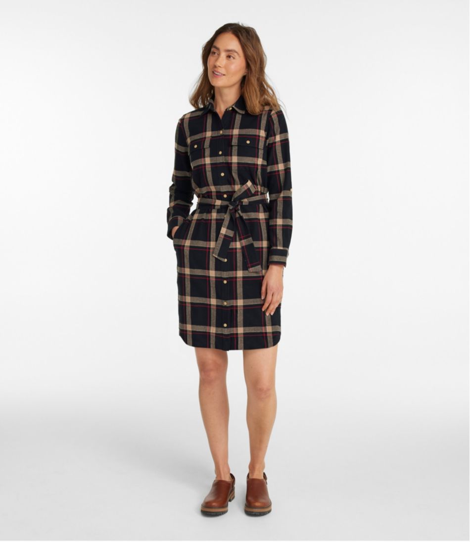 L.L.Bean Discount | Women's Signature Camp Flannel Shirt Dress, Button-Front