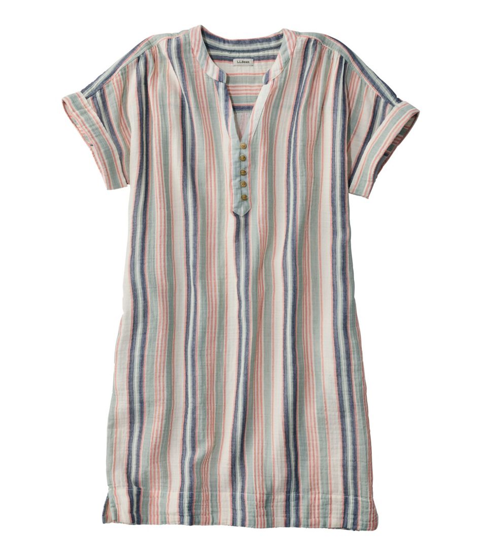 L.L.Bean Outlet | Women's Cloud Gauze Short-Sleeve Shift Dress, Stripe