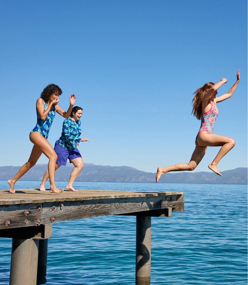 L.L.Bean New | Women's Coastal Essentials Swimwear, V-Neck Tanksuit Print