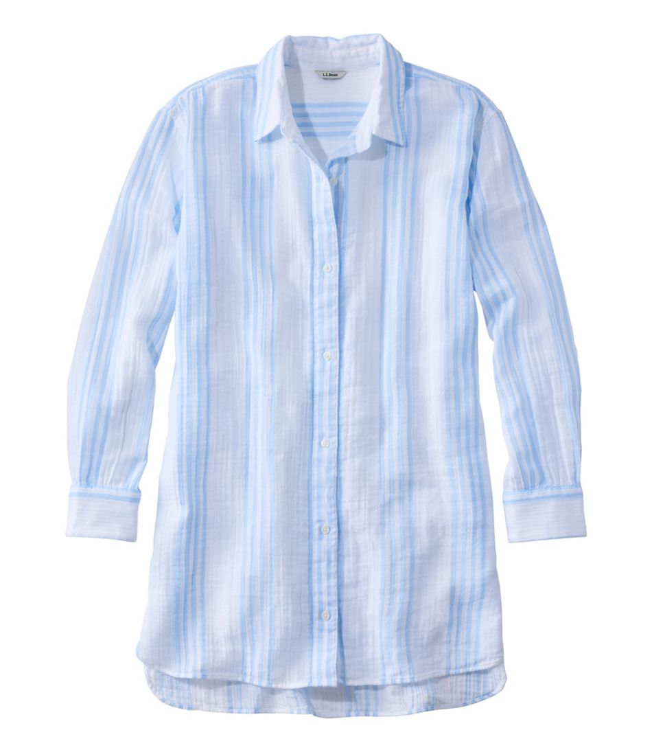 L.L.Bean For Sale | Women's Cloud Gauze Cover-Up Shirt, Stripe