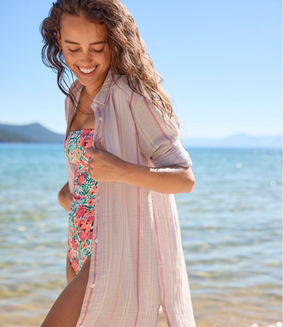 L.L.Bean For Sale | Women's Cloud Gauze Cover-Up Shirt, Stripe