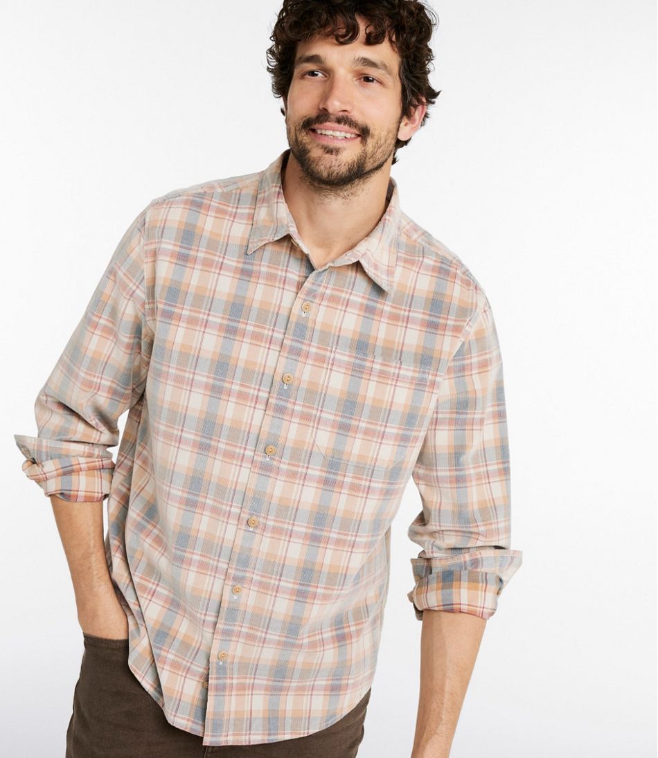 L.L.Bean For Sale | Men's Sunwashed Corduroy Shirt, Slightly Fitted Untucked Fit, Plaid