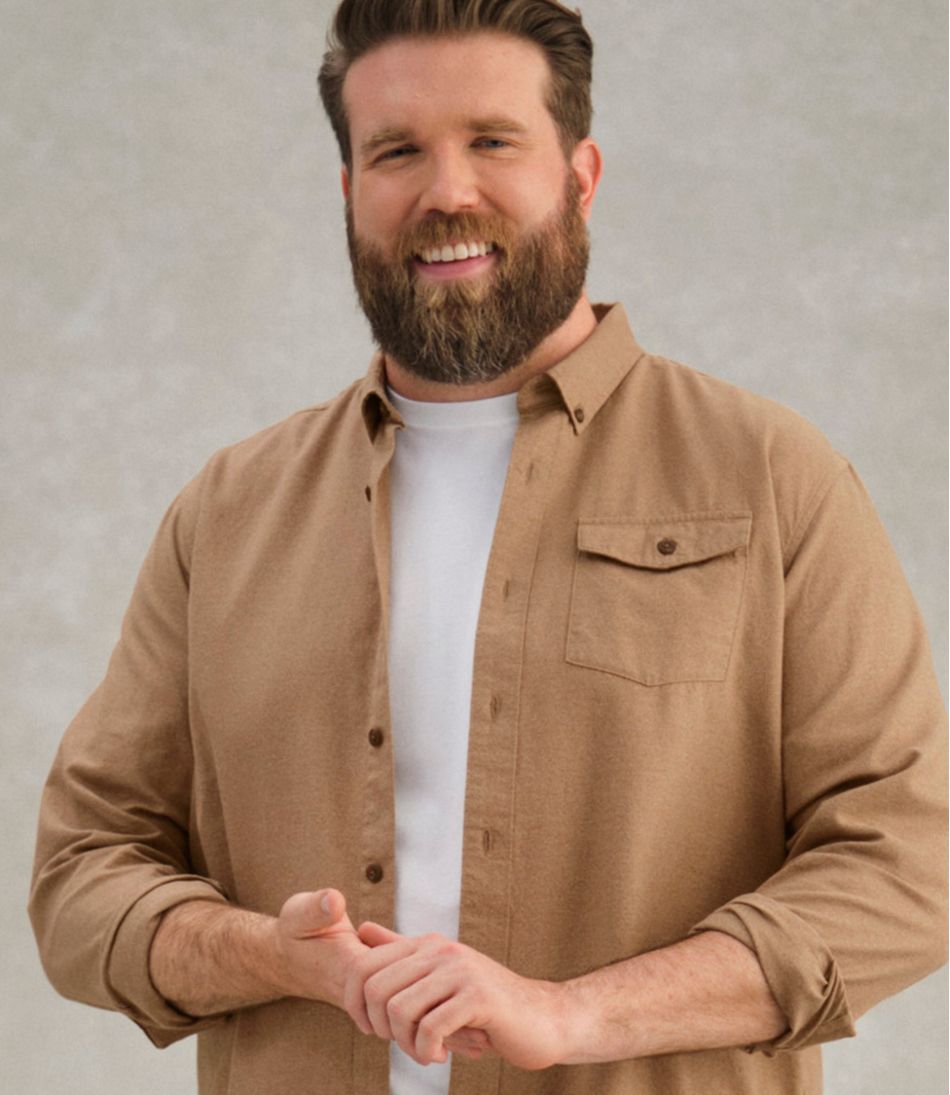 L.L.Bean Discount | Men's Brushed Jaspé Twill Shirt, Traditional Untucked Fit