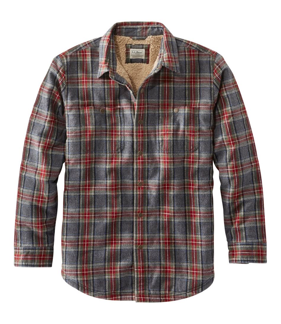L.L.Bean New | Men's Sherpa-Lined Scotch Plaid Shirt, Slightly Fitted