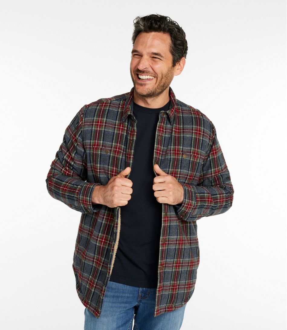 L.L.Bean New | Men's Sherpa-Lined Scotch Plaid Shirt, Slightly Fitted