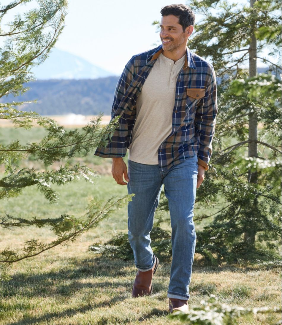 L.L.Bean Discount | Men's Scotch Plaid Flannel Shirt, Snap-Front, Slightly Fitted Untucked Fit