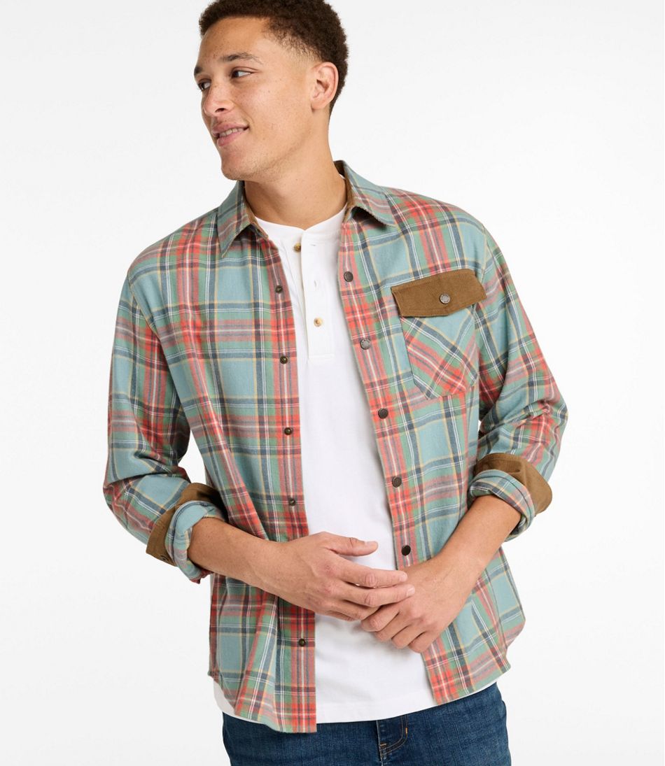 L.L.Bean Discount | Men's Scotch Plaid Flannel Shirt, Snap-Front, Slightly Fitted Untucked Fit