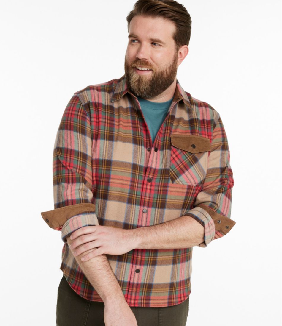 L.L.Bean Discount | Men's Scotch Plaid Flannel Shirt, Snap-Front, Slightly Fitted Untucked Fit