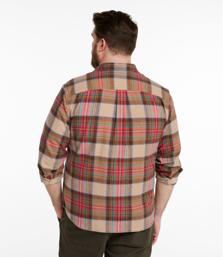 L.L.Bean Discount | Men's Scotch Plaid Flannel Shirt, Snap-Front, Slightly Fitted Untucked Fit