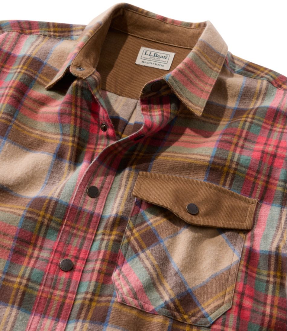 L.L.Bean Discount | Men's Scotch Plaid Flannel Shirt, Snap-Front, Slightly Fitted Untucked Fit