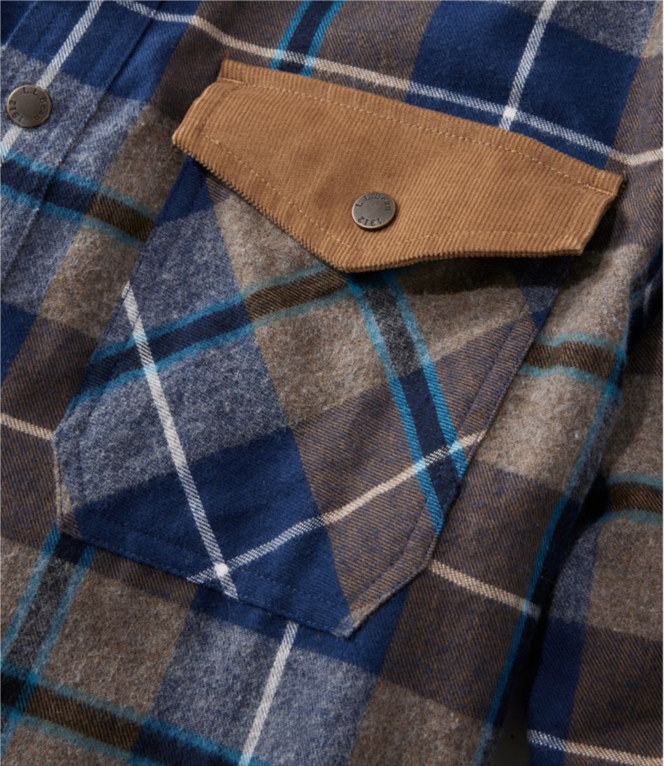 L.L.Bean Discount | Men's Scotch Plaid Flannel Shirt, Snap-Front, Slightly Fitted Untucked Fit