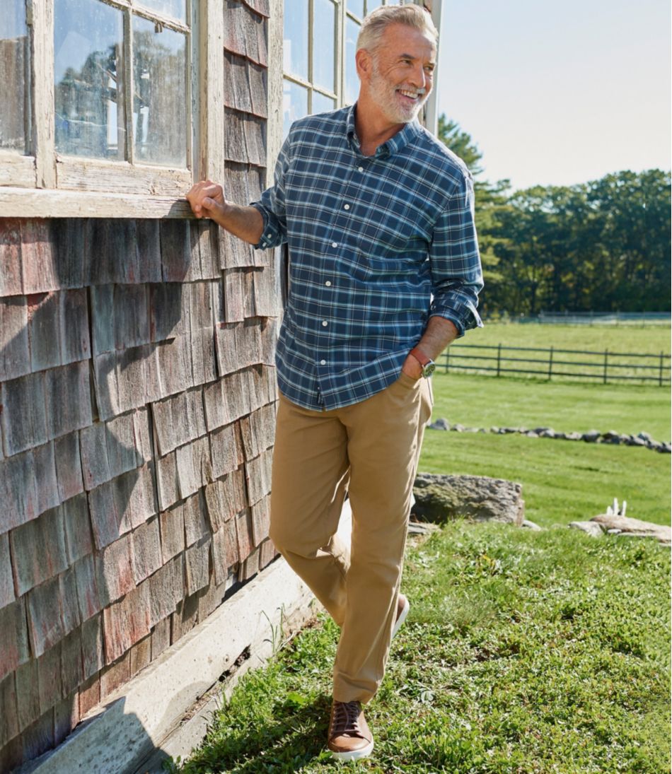 L.L.Bean Outlet | Men's Comfort Stretch® Oxford Shirt, Traditional Untucked Fit, Plaid