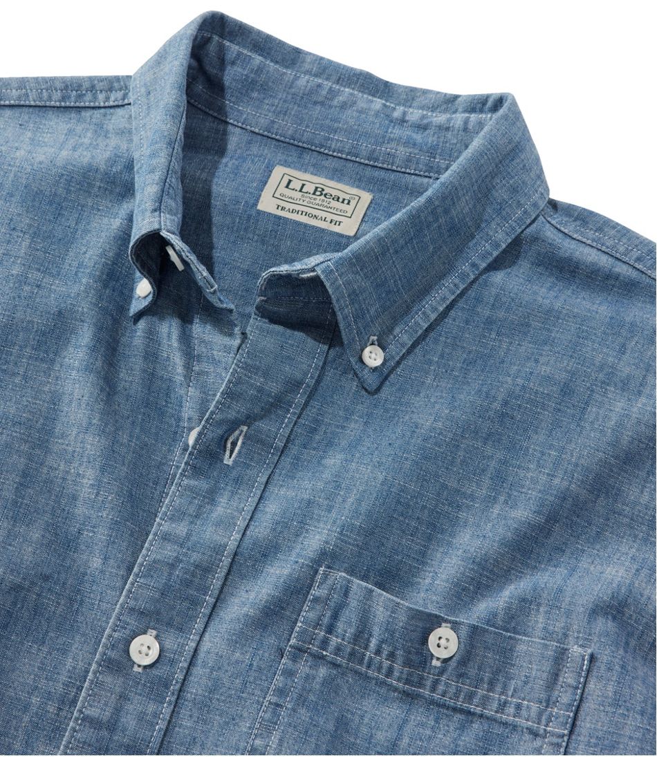 L.L.Bean Sale | Men's Comfort Stretch® Chambray Shirt, Traditional Untucked Fit, Long-Sleeve