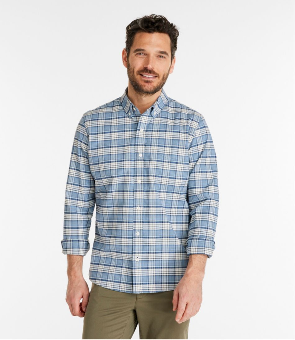 L.L.Bean US | Men's Comfort Stretch® Oxford Shirt, Slightly Fitted Untucked Fit, Plaid