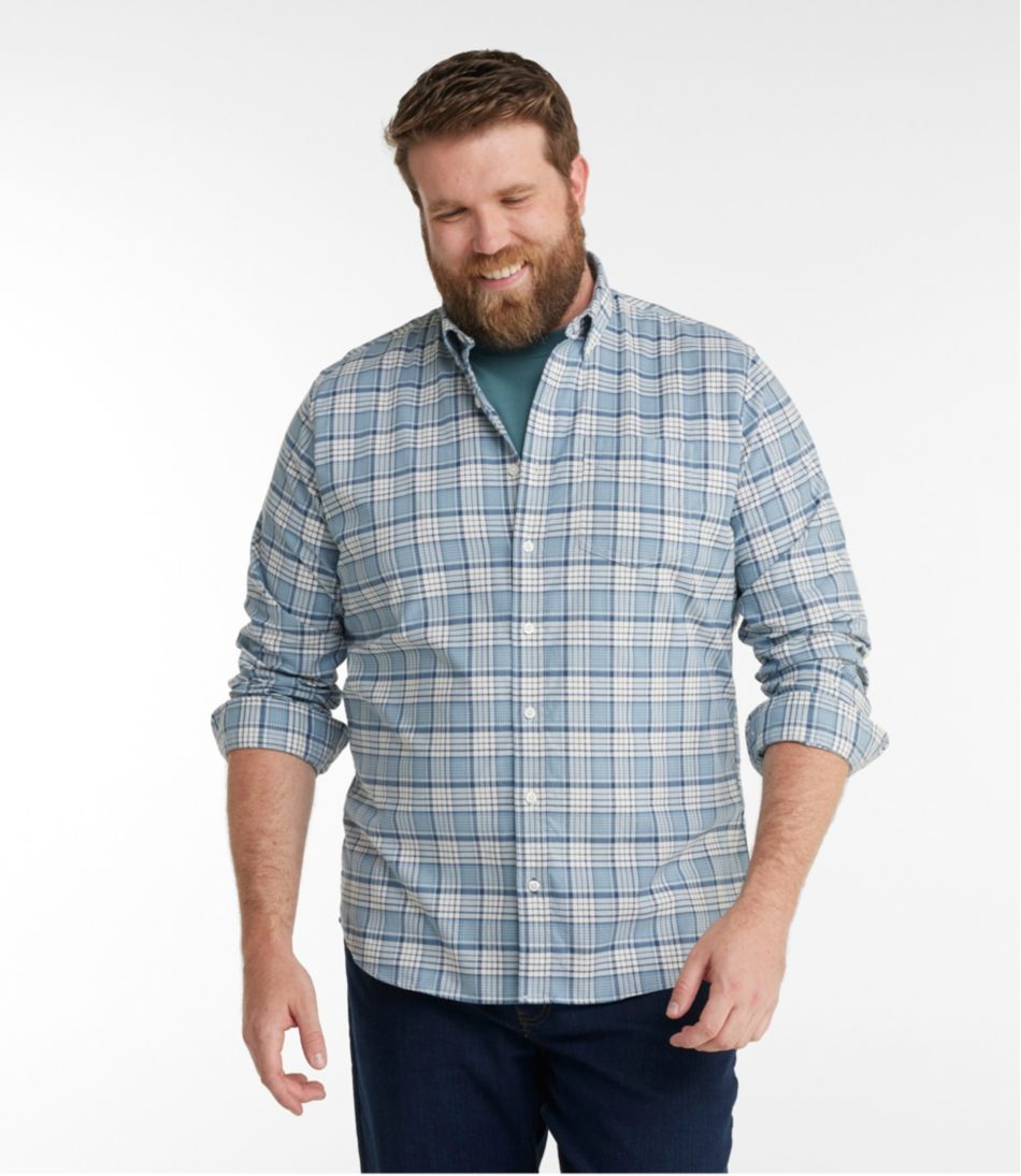 L.L.Bean US | Men's Comfort Stretch® Oxford Shirt, Slightly Fitted Untucked Fit, Plaid