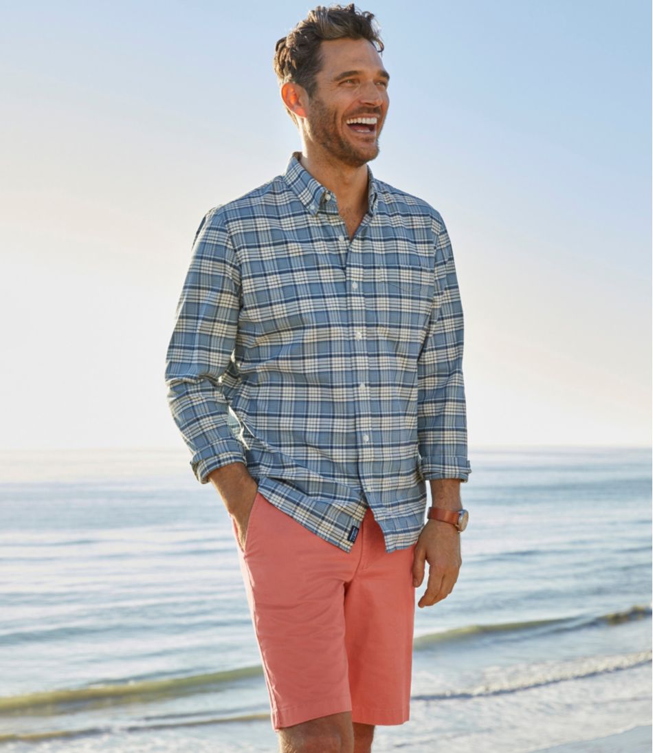 L.L.Bean US | Men's Comfort Stretch® Oxford Shirt, Slightly Fitted Untucked Fit, Plaid