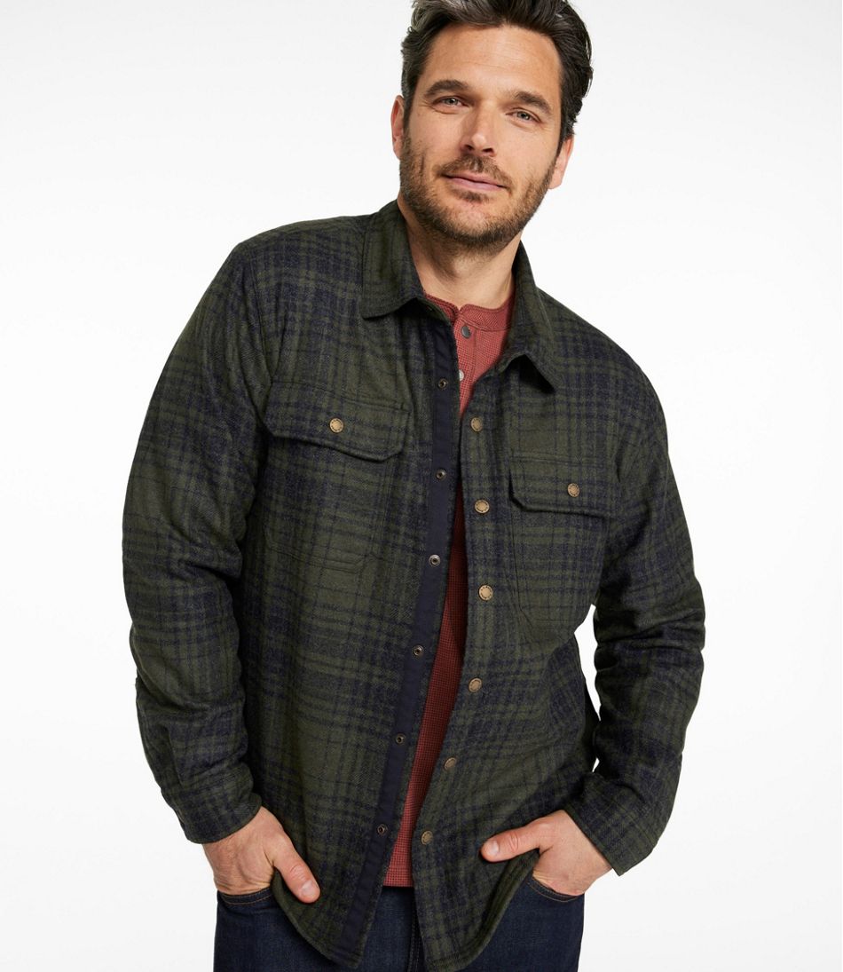 L.L.Bean Online | Men's Maine Guide Lightweight Lined Wool Field Shirt, Plaid