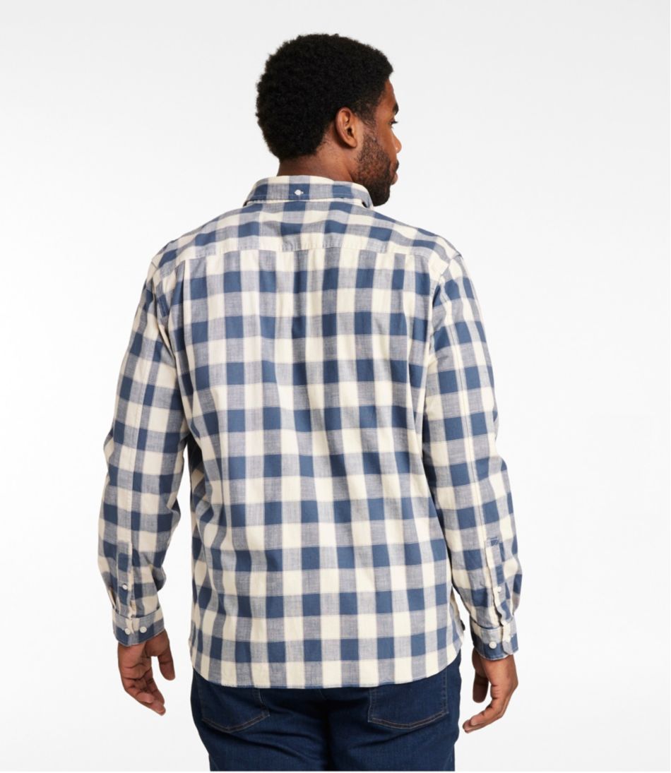 L.L.Bean Discount | Men's Comfort Stretch® Chambray Shirt, Long-Sleeve, Slightly Fitted Untucked Fit, Plaid