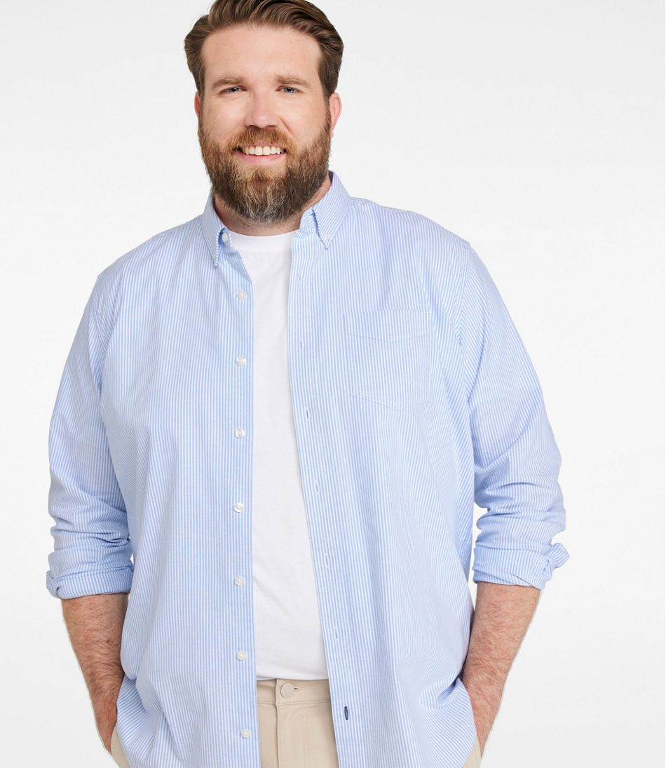 L.L.Bean New | Men's Comfort Stretch Oxford Shirt, Traditional Untucked Fit, Stripe