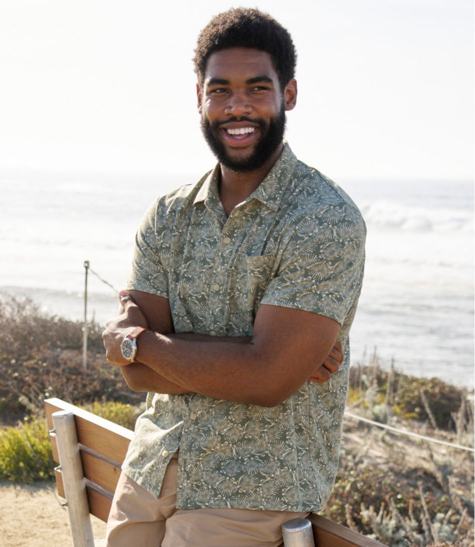 L.L.Bean Discount | Men's Lakewashed Performance Shirts, Button-Front Shirt, Short-Sleeve, Print