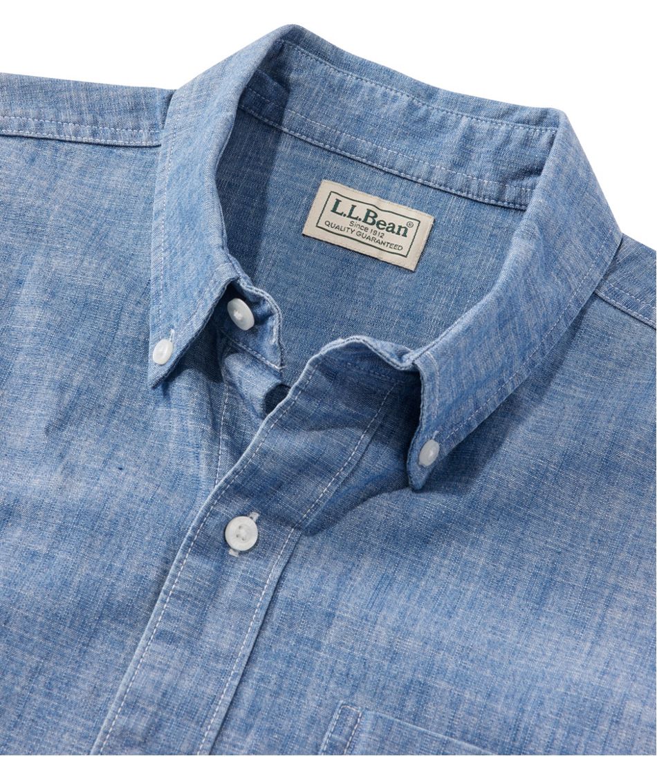 L.L.Bean On Sale | Men's Comfort Stretch® Chambray Shirt, Long-Sleeve, Slightly Fitted Untucked Fit