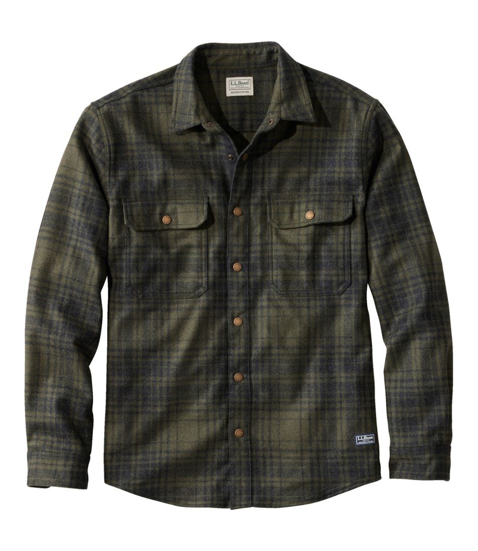 L.L.Bean New | Men's Maine Guide Lightweight Wool Field Shirt, Plaid