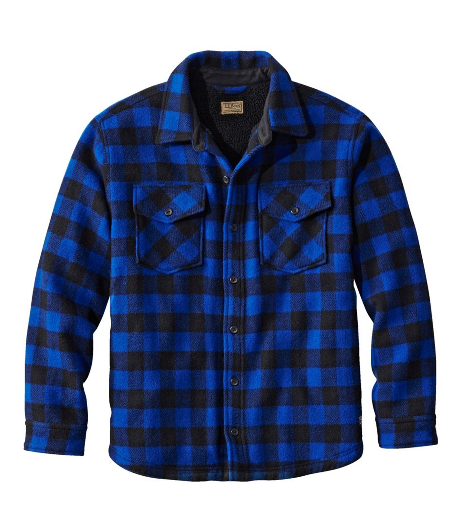 L.L.Bean Online | Men's Maine Guide Sherpa Lined Wool Shirt