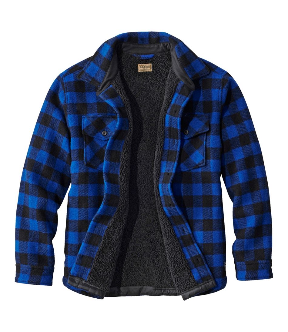 L.L.Bean Online | Men's Maine Guide Sherpa Lined Wool Shirt
