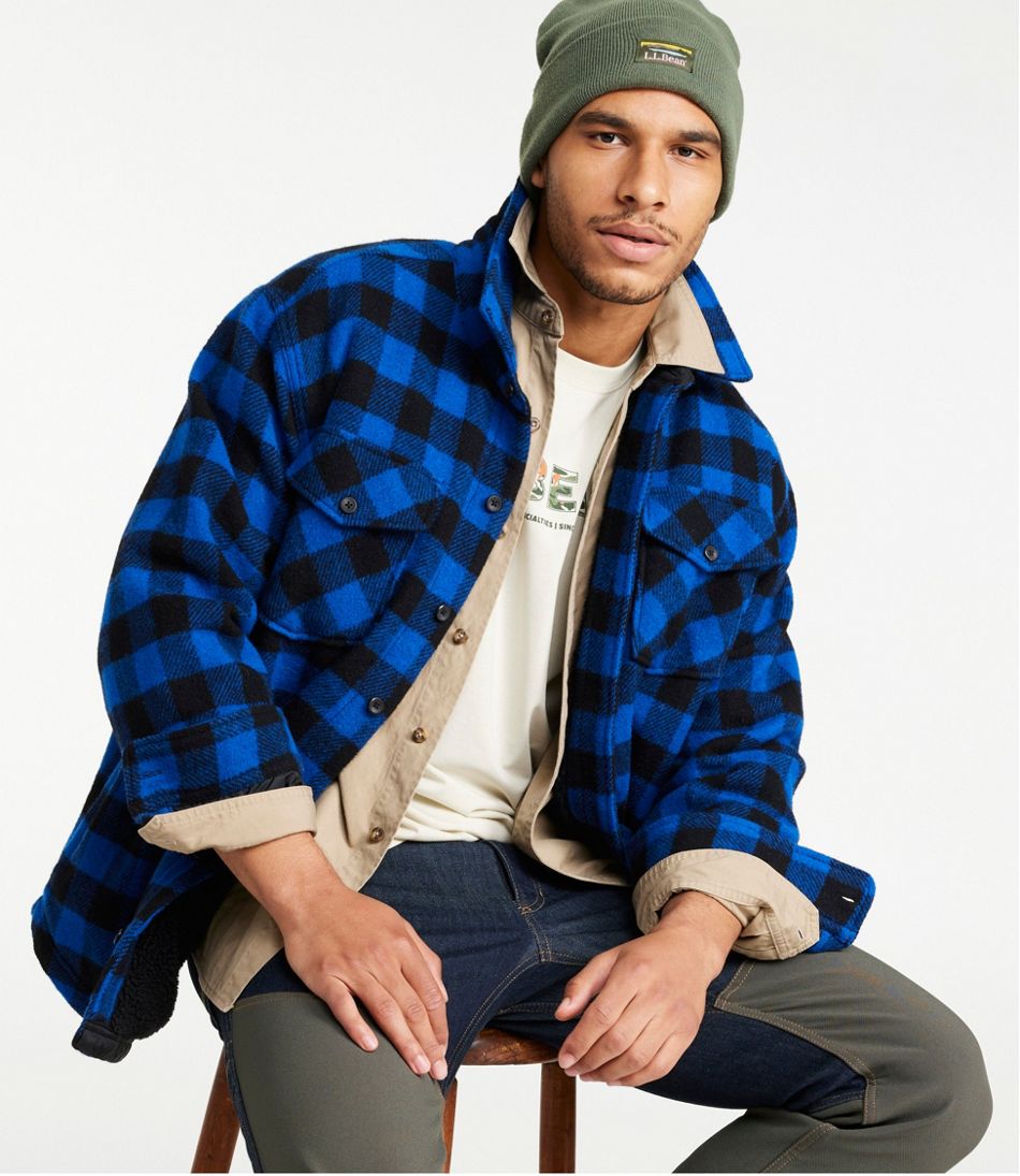 L.L.Bean Online | Men's Maine Guide Sherpa Lined Wool Shirt