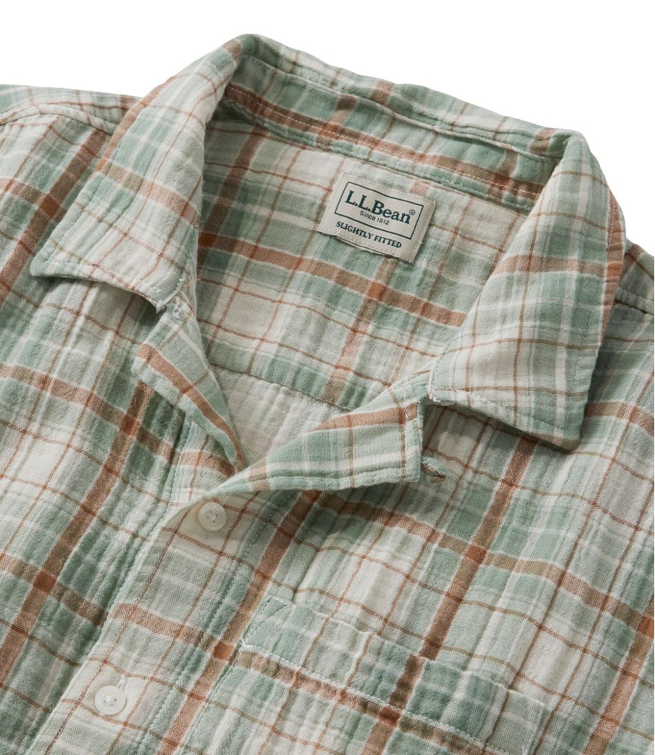 L.L.Bean Online | Men's Cloud Gauze Shirt, Short-Sleeve, Slightly Fitted Untucked Fit, Plaid