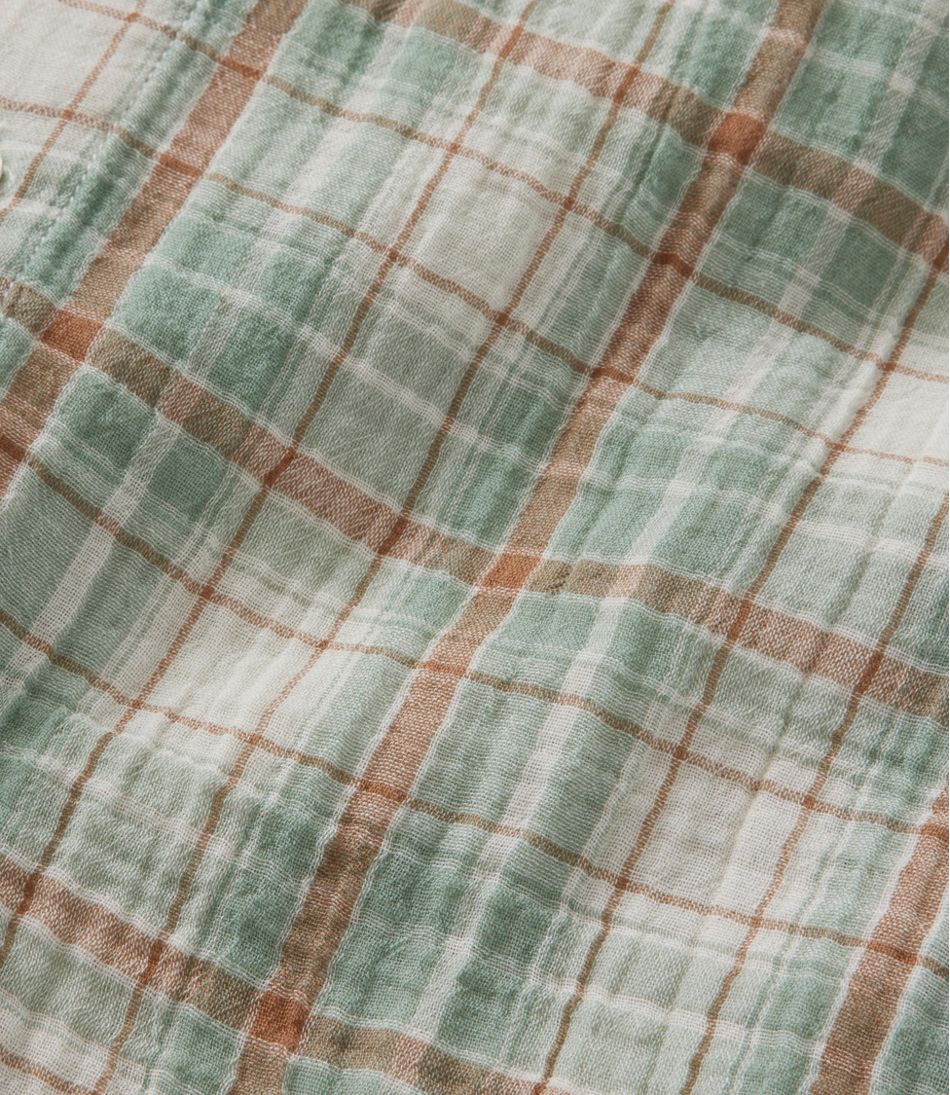 L.L.Bean Online | Men's Cloud Gauze Shirt, Short-Sleeve, Slightly Fitted Untucked Fit, Plaid