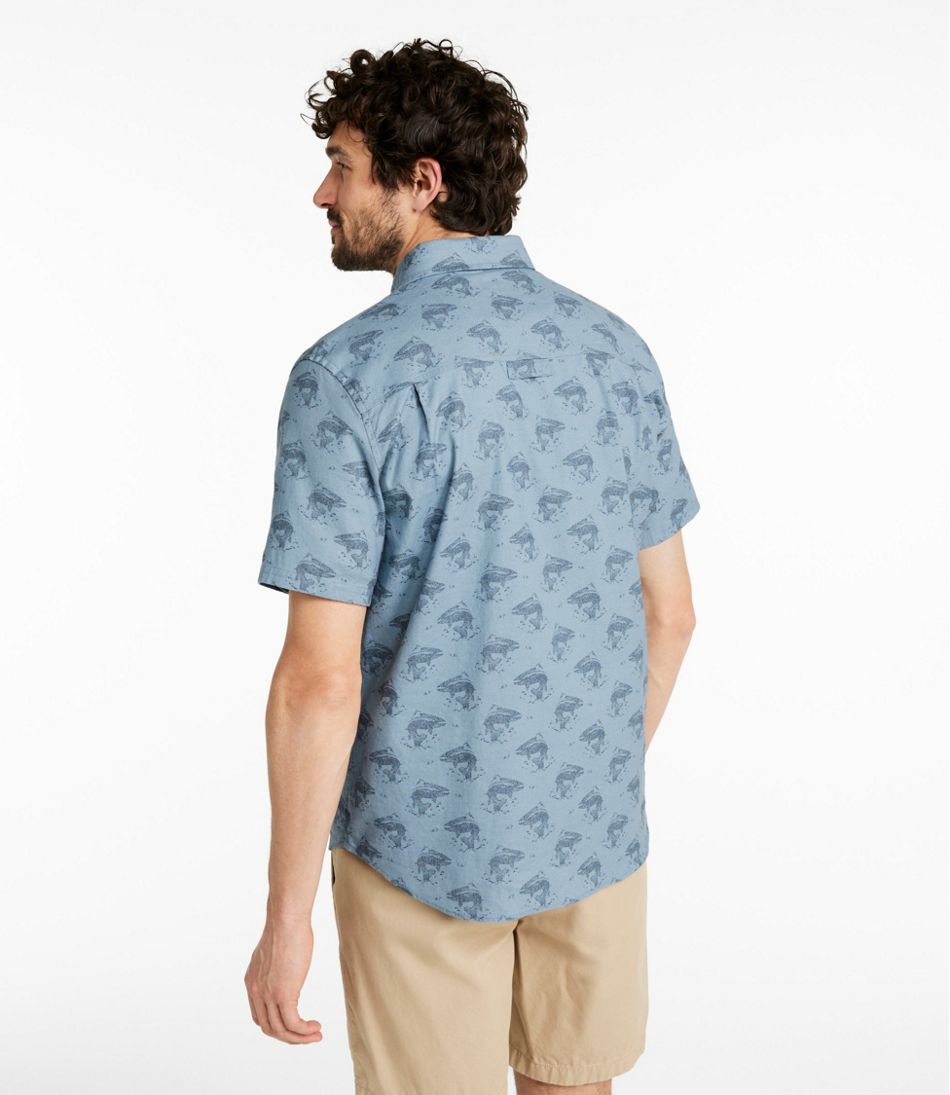 L.L.Bean On Sale | Men's Stonecoast Hemp Shirt, Short-Sleeve, Slightly Fitted Untucked Fit, Print