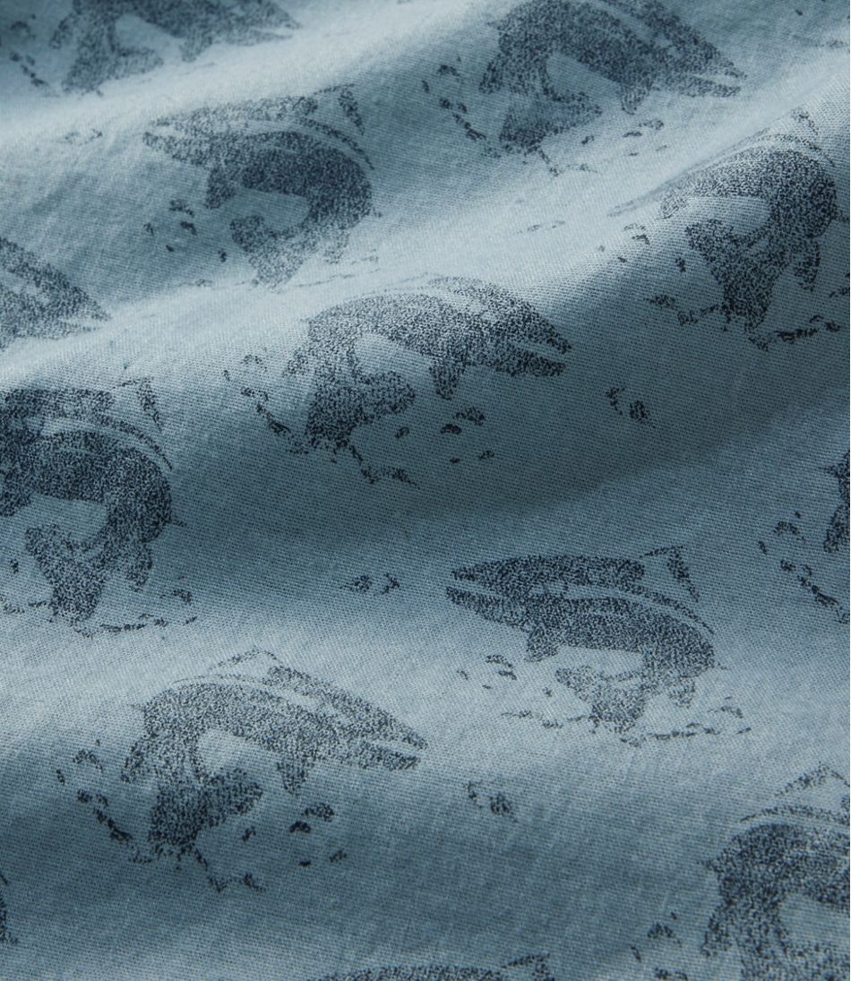 L.L.Bean On Sale | Men's Stonecoast Hemp Shirt, Short-Sleeve, Slightly Fitted Untucked Fit, Print