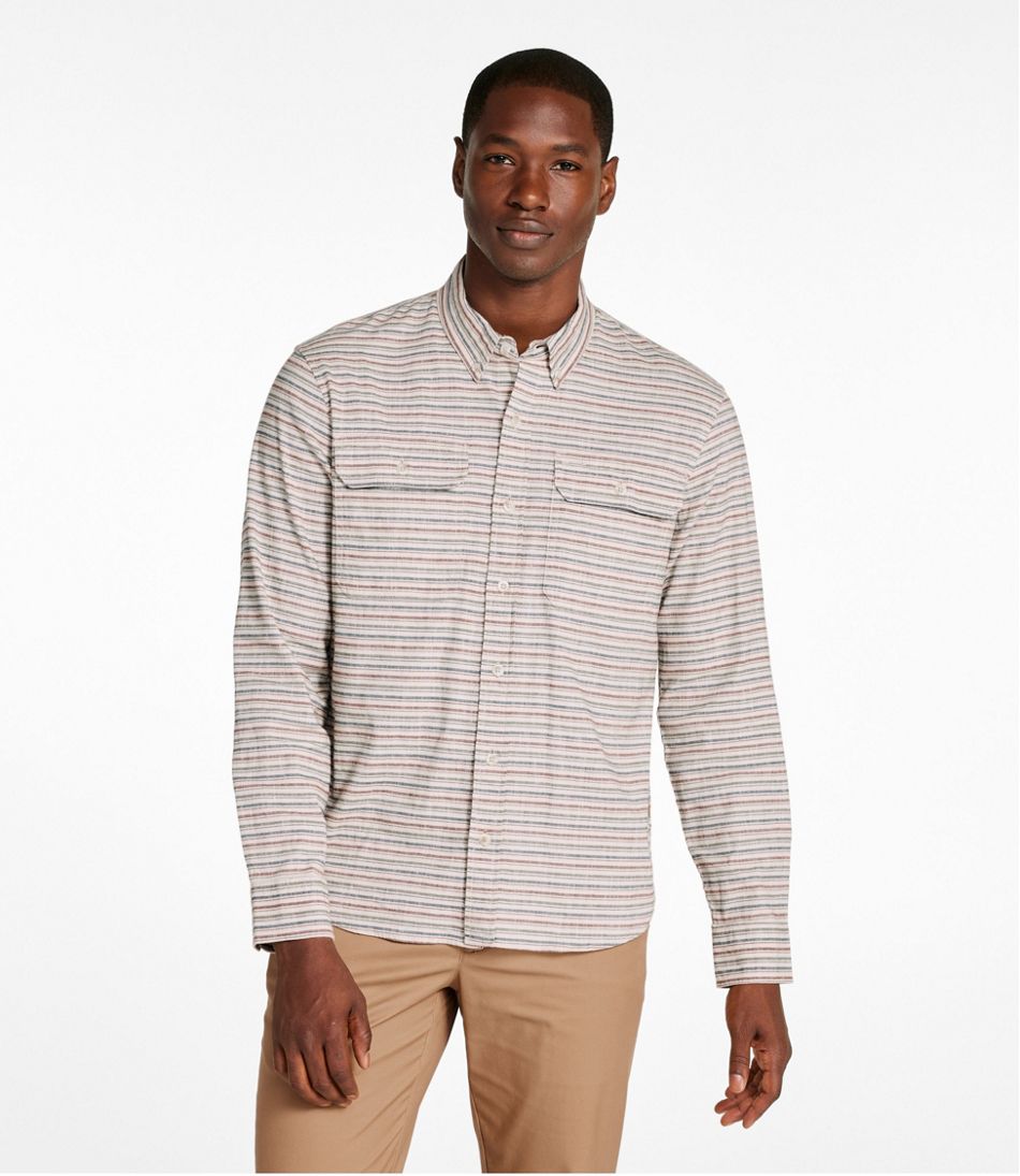 L.L.Bean For Sale | Men's Stonecoast Hemp Shirt, Long-Sleeve, Slightly Fitted Untucked Fit, Stripe