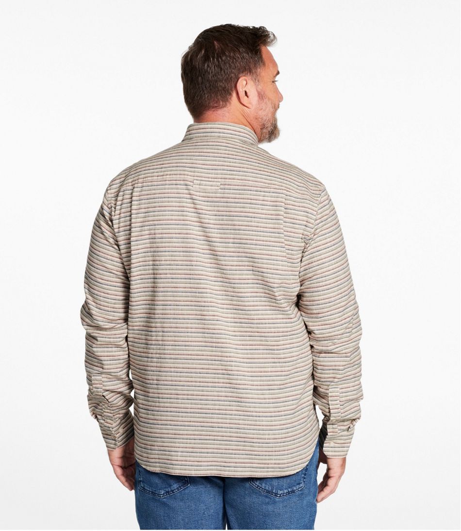 L.L.Bean For Sale | Men's Stonecoast Hemp Shirt, Long-Sleeve, Slightly Fitted Untucked Fit, Stripe