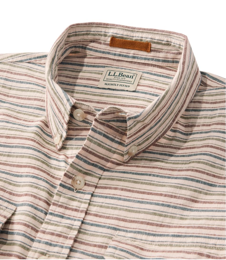 L.L.Bean For Sale | Men's Stonecoast Hemp Shirt, Long-Sleeve, Slightly Fitted Untucked Fit, Stripe