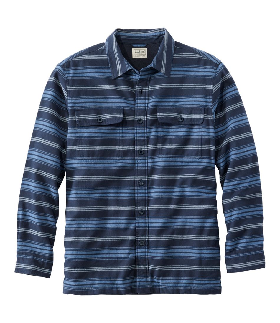 L.L.Bean Online | Men's Fleece-Lined Flannel Shirt, Traditional Fit, Stripe