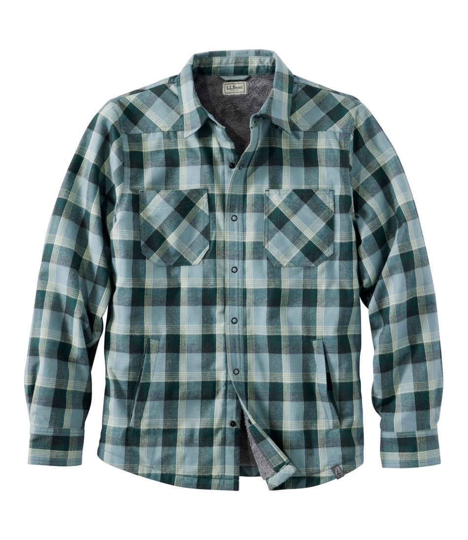 L.L.Bean Discount | Men's Katahdin Performance Flannel Shirt-Jacket, Hi-Pile Fleece-Lined Plaid