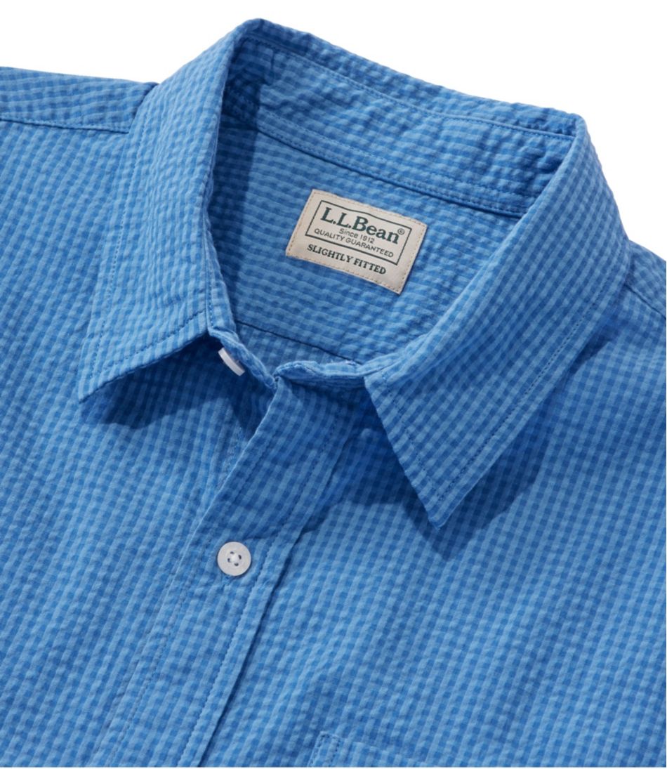 L.L.Bean On Sale | Men's Organic Cotton Seersucker Shirt, Short-Sleeve, Slightly Fitted, Plaid