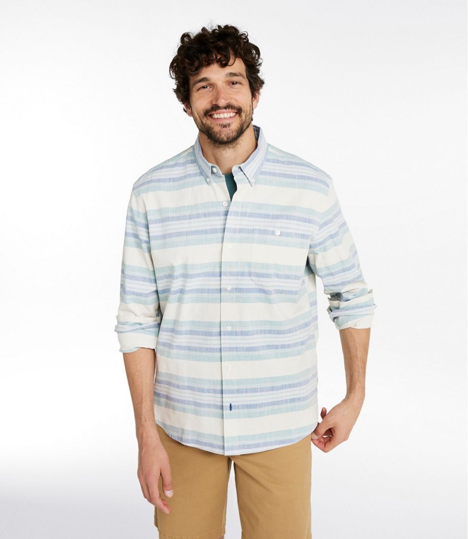 L.L.Bean For Sale | Men's Comfort Stretch Chambray Shirt, Traditional Untucked Fit, Long-Sleeve, Stripe