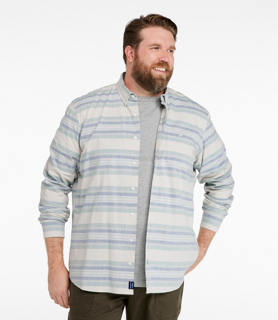 L.L.Bean For Sale | Men's Comfort Stretch Chambray Shirt, Traditional Untucked Fit, Long-Sleeve, Stripe