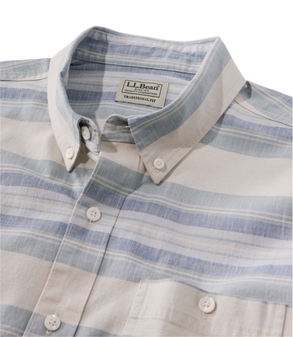 L.L.Bean For Sale | Men's Comfort Stretch Chambray Shirt, Traditional Untucked Fit, Long-Sleeve, Stripe